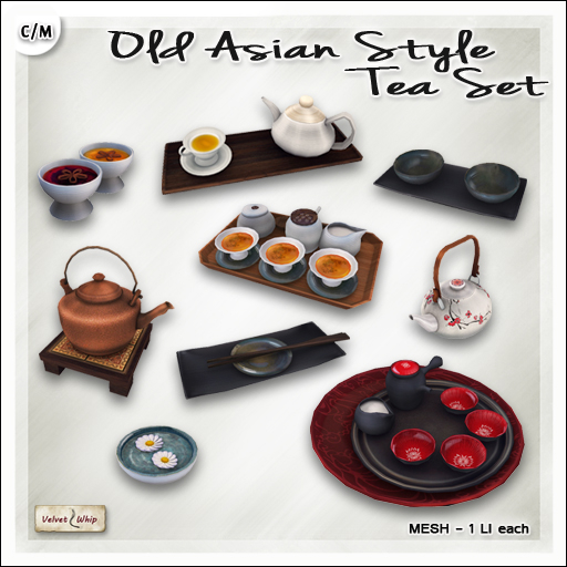 Second Life Marketplace [V/W] Old Asian Style Tea Set 10 different